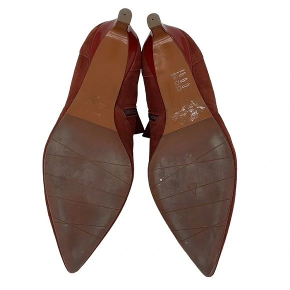 Aquatalia Heels Women's 8 Red Suede Leather Ankle Booties Pointed Toe Shoes - Picture 11 of 15